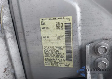 2011 Nissan Maxima 3.5 Sv from USA, damaged, VIN 1N4AA5AP8BC822532